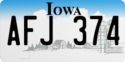 IA license plate AFJ374