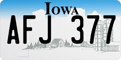 IA license plate AFJ377