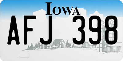 IA license plate AFJ398