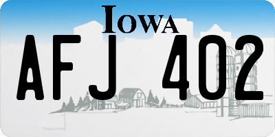 IA license plate AFJ402