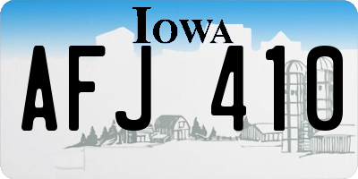 IA license plate AFJ410