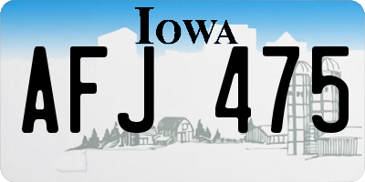 IA license plate AFJ475