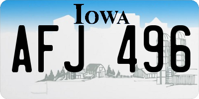 IA license plate AFJ496