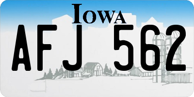 IA license plate AFJ562