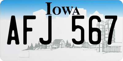 IA license plate AFJ567