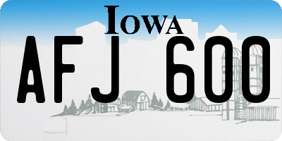 IA license plate AFJ600