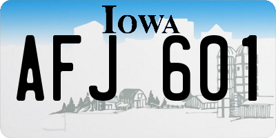 IA license plate AFJ601