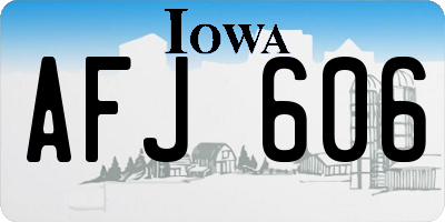 IA license plate AFJ606