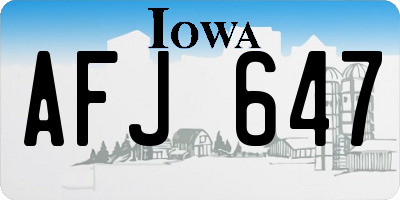 IA license plate AFJ647