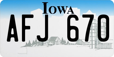 IA license plate AFJ670