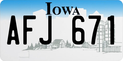 IA license plate AFJ671