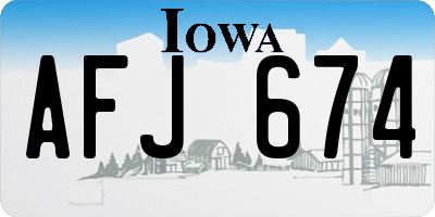 IA license plate AFJ674