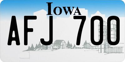 IA license plate AFJ700