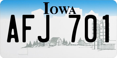 IA license plate AFJ701