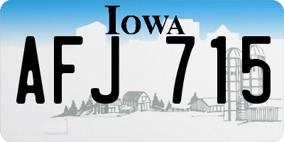 IA license plate AFJ715