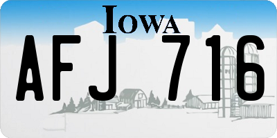 IA license plate AFJ716
