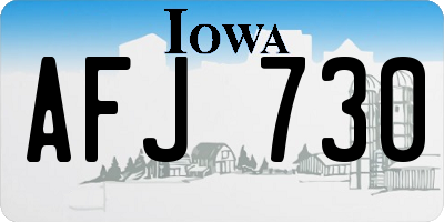 IA license plate AFJ730