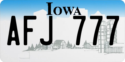 IA license plate AFJ777