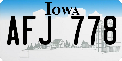 IA license plate AFJ778