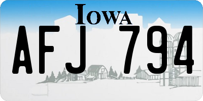 IA license plate AFJ794