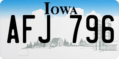 IA license plate AFJ796