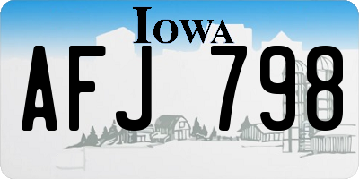 IA license plate AFJ798