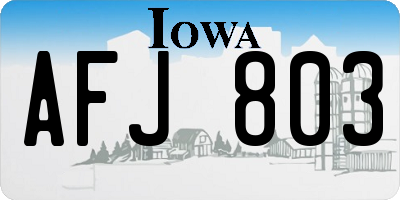 IA license plate AFJ803