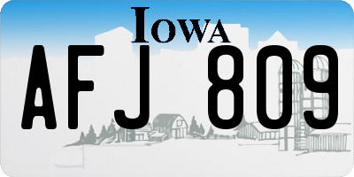 IA license plate AFJ809