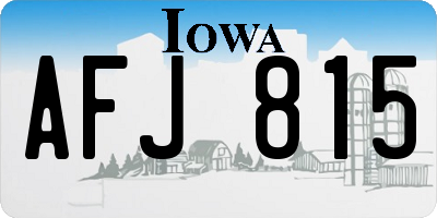 IA license plate AFJ815