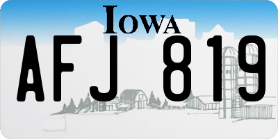 IA license plate AFJ819