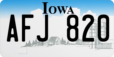 IA license plate AFJ820