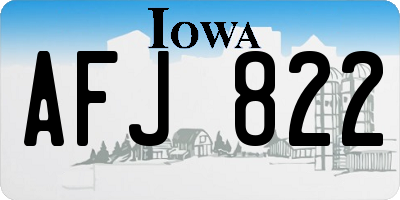 IA license plate AFJ822
