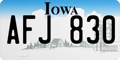 IA license plate AFJ830