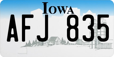 IA license plate AFJ835