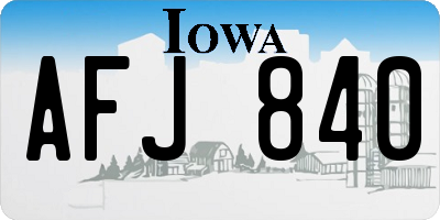 IA license plate AFJ840