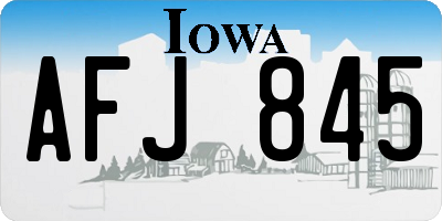 IA license plate AFJ845