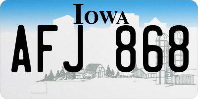 IA license plate AFJ868
