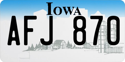 IA license plate AFJ870