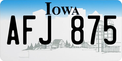 IA license plate AFJ875