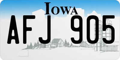 IA license plate AFJ905