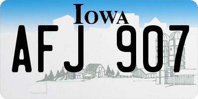 IA license plate AFJ907