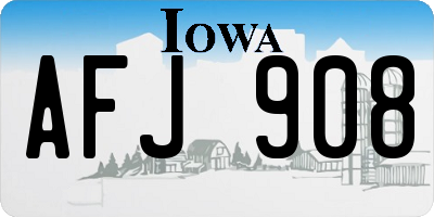 IA license plate AFJ908