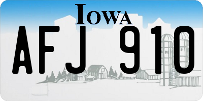 IA license plate AFJ910
