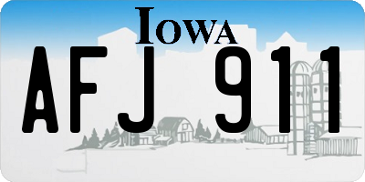 IA license plate AFJ911