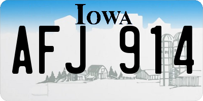 IA license plate AFJ914