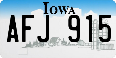 IA license plate AFJ915