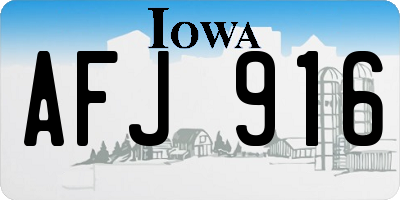 IA license plate AFJ916