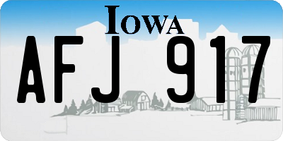 IA license plate AFJ917