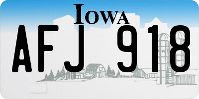 IA license plate AFJ918