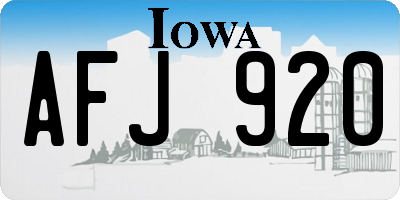 IA license plate AFJ920